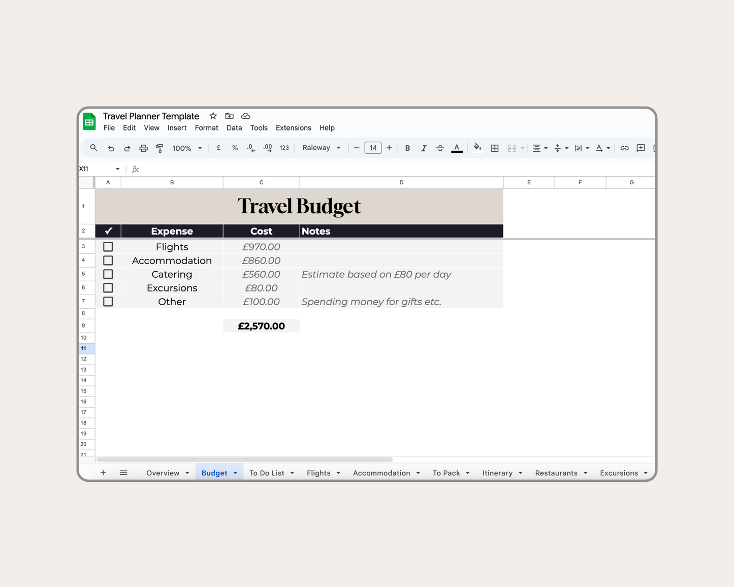 Travel Planner Template | Digital Trip Organizer