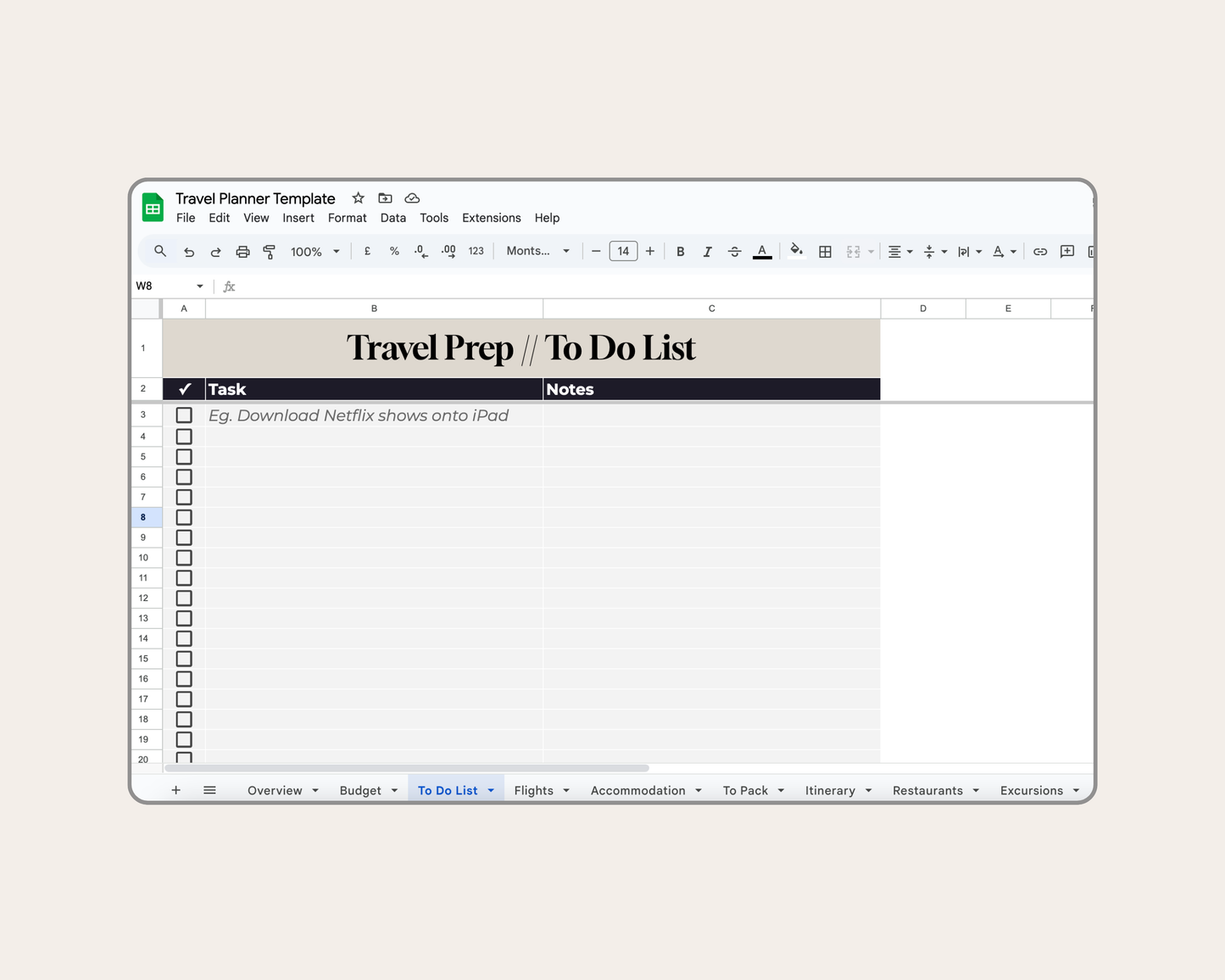 Travel Planner Template | Digital Trip Organizer